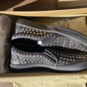 Black Burberry Leather Studded Slide-on Sneakers